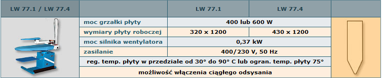 Stół prasowalniczy LW 77.1 / LW 77.4