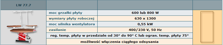 Stół prasowalniczy LW 77.7